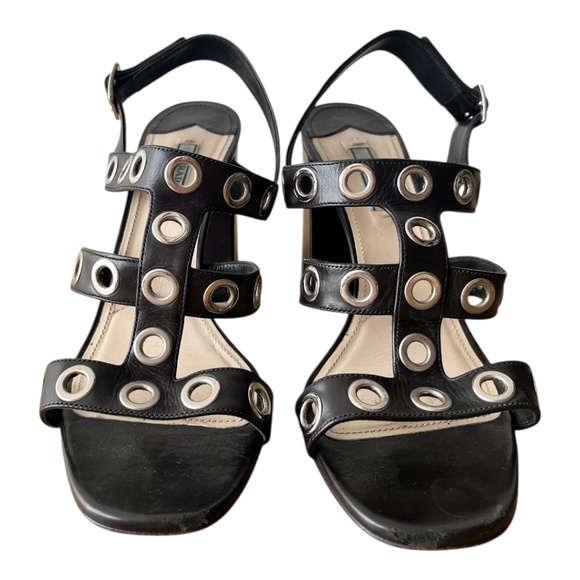 Prada Leather and Silver Ring Heeled Sandals Size 40 - Picture 3 of 9